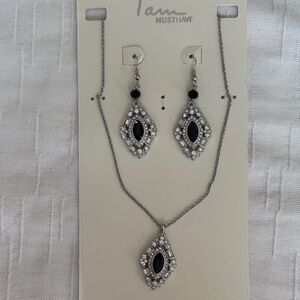 Must Have Silver and Black Earrings and necklace